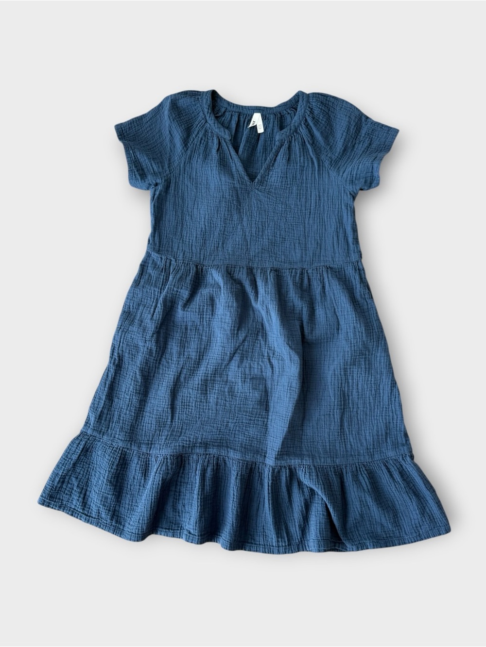 GUC Pact Indigo Blue Organic Cotton Ruffle Dress | Medium